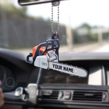 Personalized Chainsaw Ornament, Christmas Chainsaw Ornament, Car Ornament