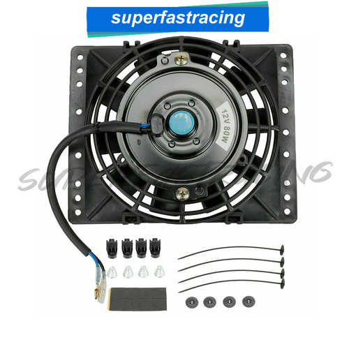600CFM 2250RPM 6'' Inch Black Slim Electric Radiator Cooling Fan Kit