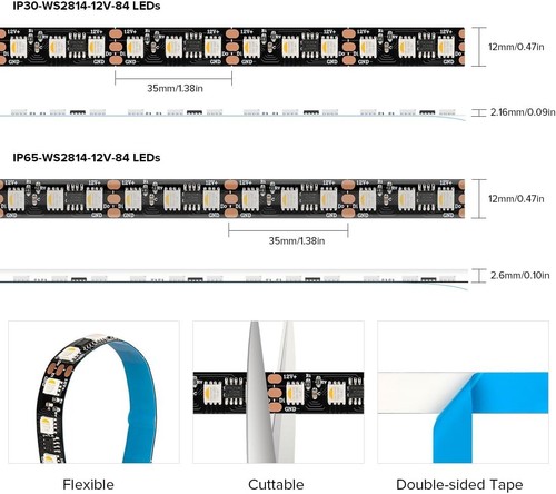 IP65 Waterproof 16.4FT RGBW LED Strip - Dream Color Lighting for Celebrations - Picture 5 of 8