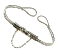 Milano Silver Tone White Ladies Fancy Mesh Cord Watch Band LB 1429 W LONG