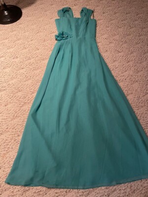 Women green Chiffon Bridesmaid Dress Long flower Sleeveless XS-S Jordan  Fashion | eBay