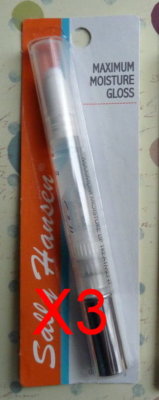 3 SALLY HANSEN MAXIMUM MOISTURE LIP GLOSS - CRYSTAL CLEAR 