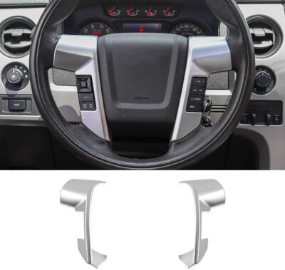 Steering Wheel Trim Cover Framefor 2009-2014 Ford F150 SVT Raptor (Silver)