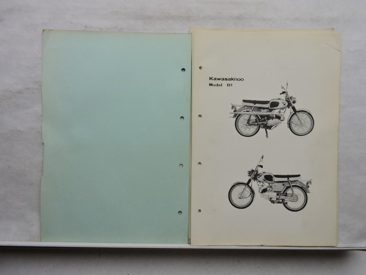 1966 Kawasaki 100 Model D1 Motorcycle Parts List Instruction
