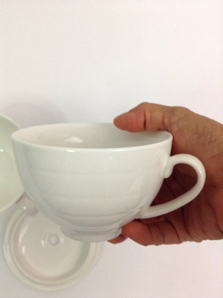 Tea Forte 2 Bone White Porcelain 8oz Ceramic w/ Lid w/Hole for Teabag String - Image 2 of 4