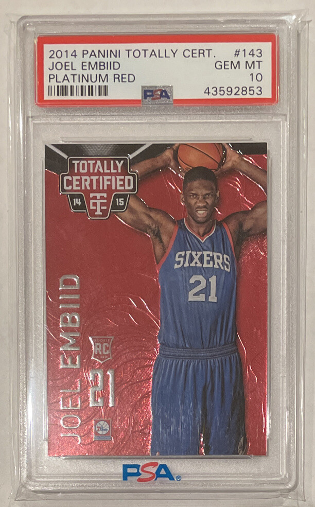 2014 Joel Embiid Totally Certified 143 Platinum Red Rookie #/279 PSA 10 GEM POP6
