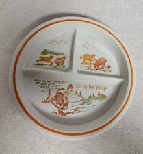 Antique Little Bo Peep Orange On White Baby Plate Vintage By Fire King