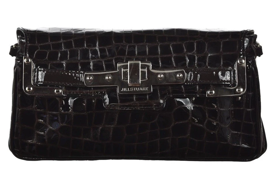 Bolso de Hombro Jill Stuart Talla Mediana Marrón Texturizado Charol Foto 2 de 4