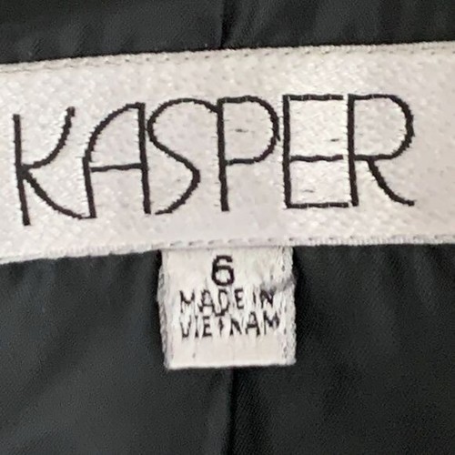 Kasper Jacket Womens Suit Blazer Size 6 Small Black White Print Old Money Preppy - Picture 11 of 12