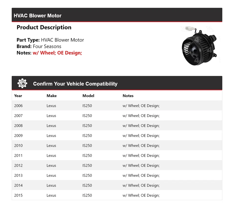 Motor soplador de climatización para Lexus IS250 2006-2015 4 estaciones 2007 2008 2009 2010 2011 Foto 2 de 4
