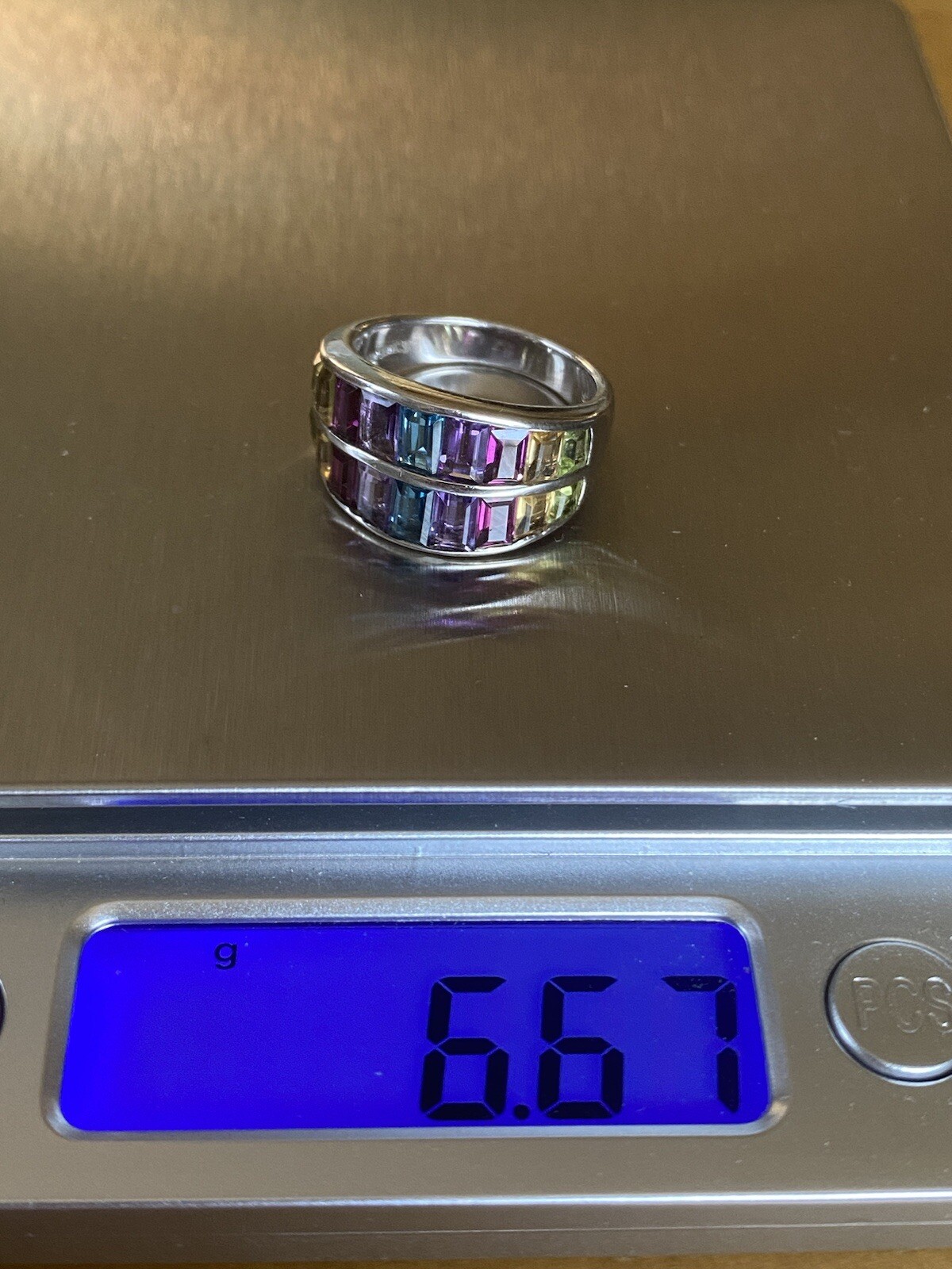 Multi Gemstone Ring Sterling Silver 925 Double St… - image 11