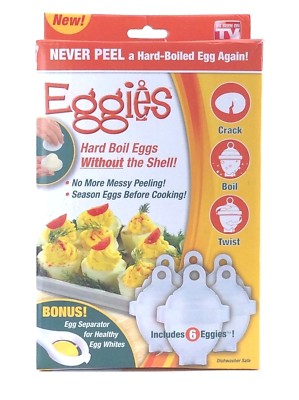 Six Eggies Hard Boil Eggs Without the Shell As Seen on TV Missing Separator I326