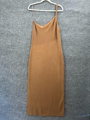 House of Harlow Dress Womens XL Brown Rib Knit One Shoulder Bodycon Slit  Minimal | eBay