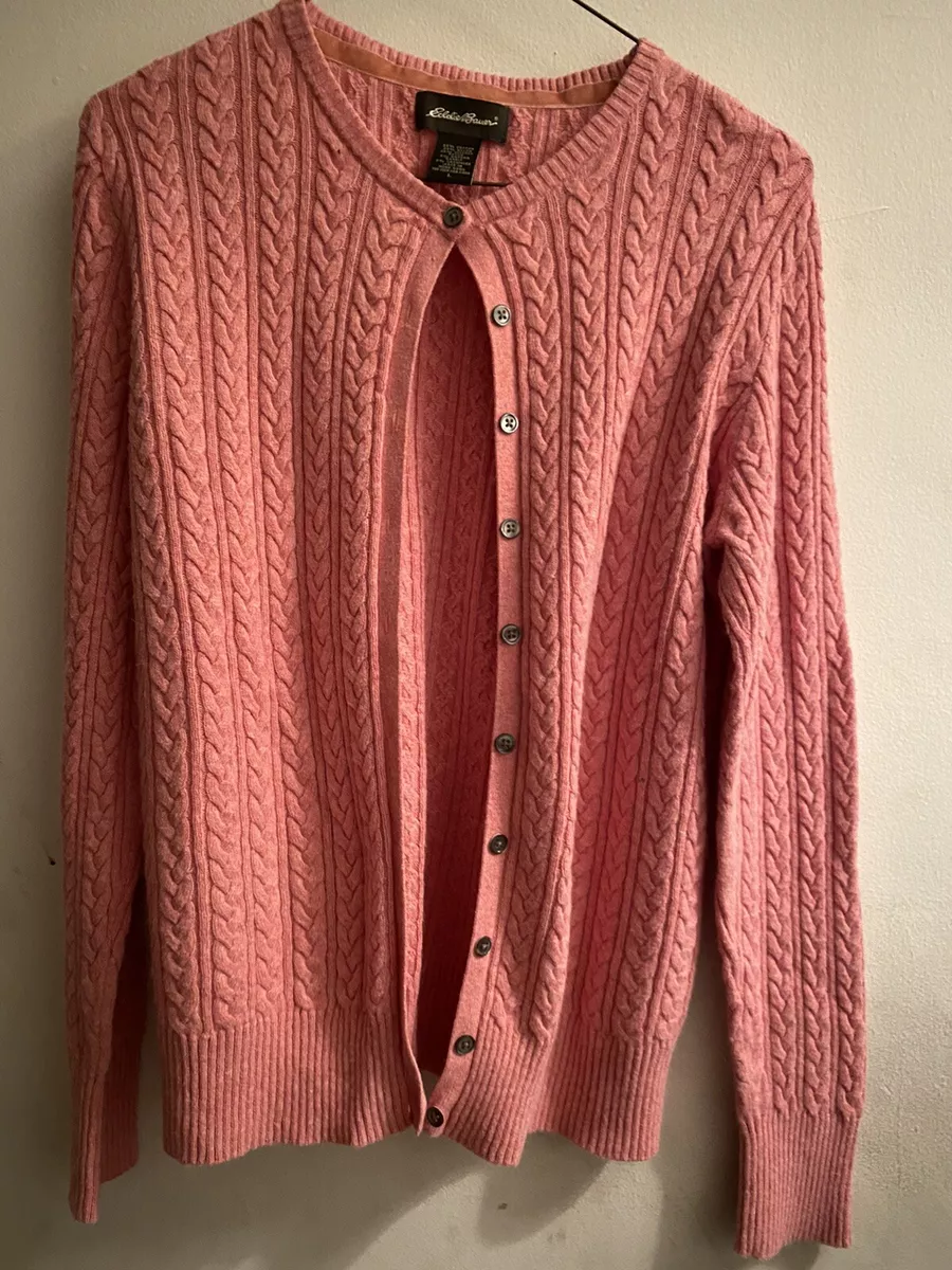 Women Eddie Bauer Pink Button Down Cardigan Size Large