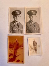 Vintage Photo Lot of 4 Military Men in Uniform, 1 WWII, Others Era Unknown