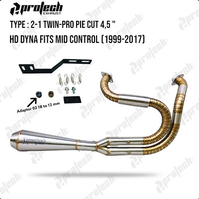 2 into 1 Exhaust Pipes Muffler fits Harley-Davidson Dyna Super Glide FXD 2-1 HD