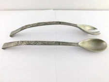 Seagull Pewter Salad Server Spoon and Fork Set 1998 Canada EXCELLENT CONDITION