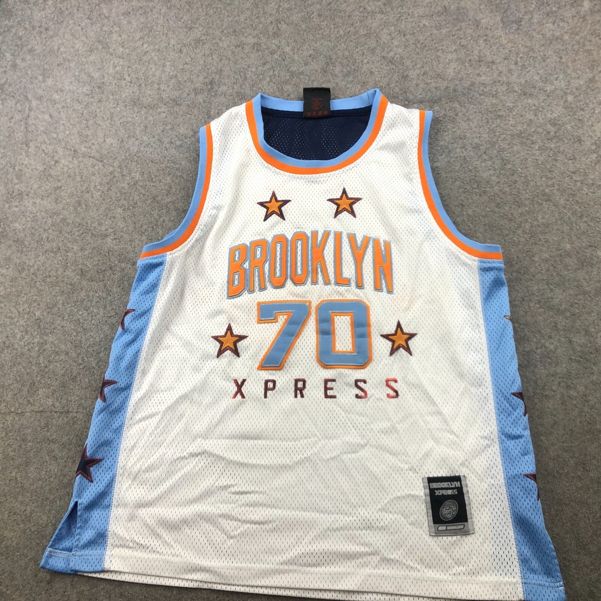 Vintage Brooklyn Express Basketball Jersey Mens Medium White Blue