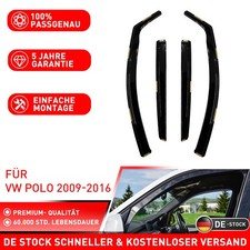 Windabweiser Regenabweiser für VW Polo 6R 2009 2010-2016 Kunststoff Schwarz 4x