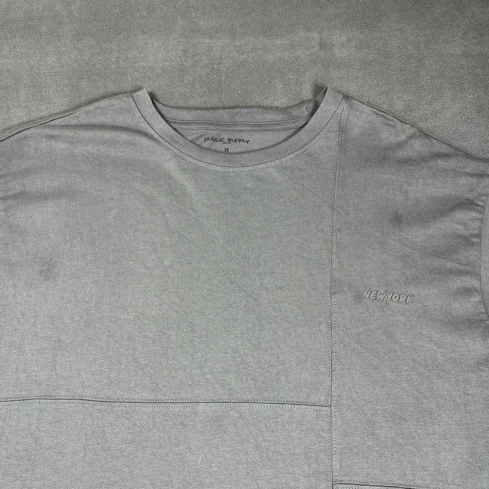 Public Supply NYC Shirt Adult 3XL Gray Short Sleeve Oversized Relaxed Fit Mens - Image 2 of 4