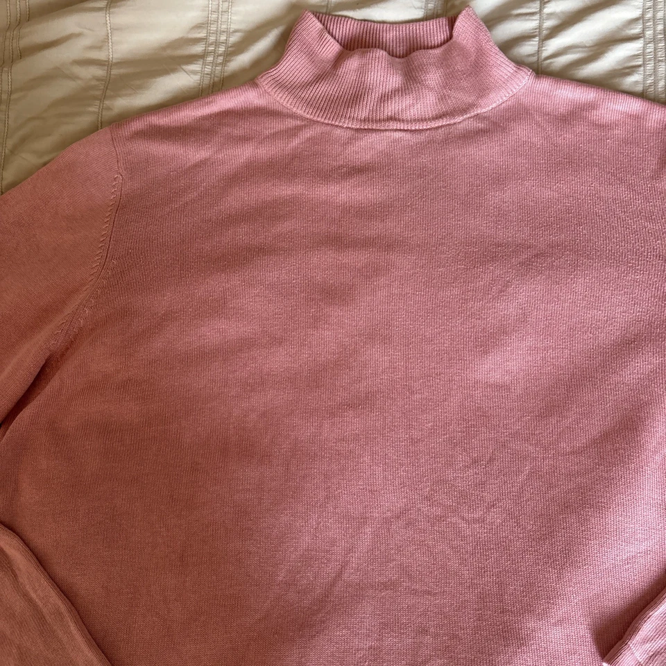 Blusa para mujer VALERIE Separates 100 % seda rosa cuello alto talla L manga larga Foto 3 de 3