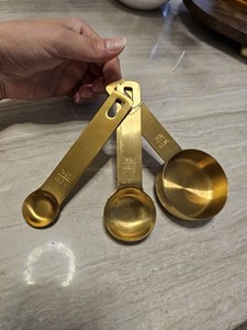 Williams Sonoma Gold Metal Measuring Spoons Set Stainless Steel