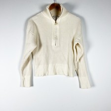 Varley Women's Janie Ribbed True Knit Blend Half Zip Pullover Sweater Ivory S