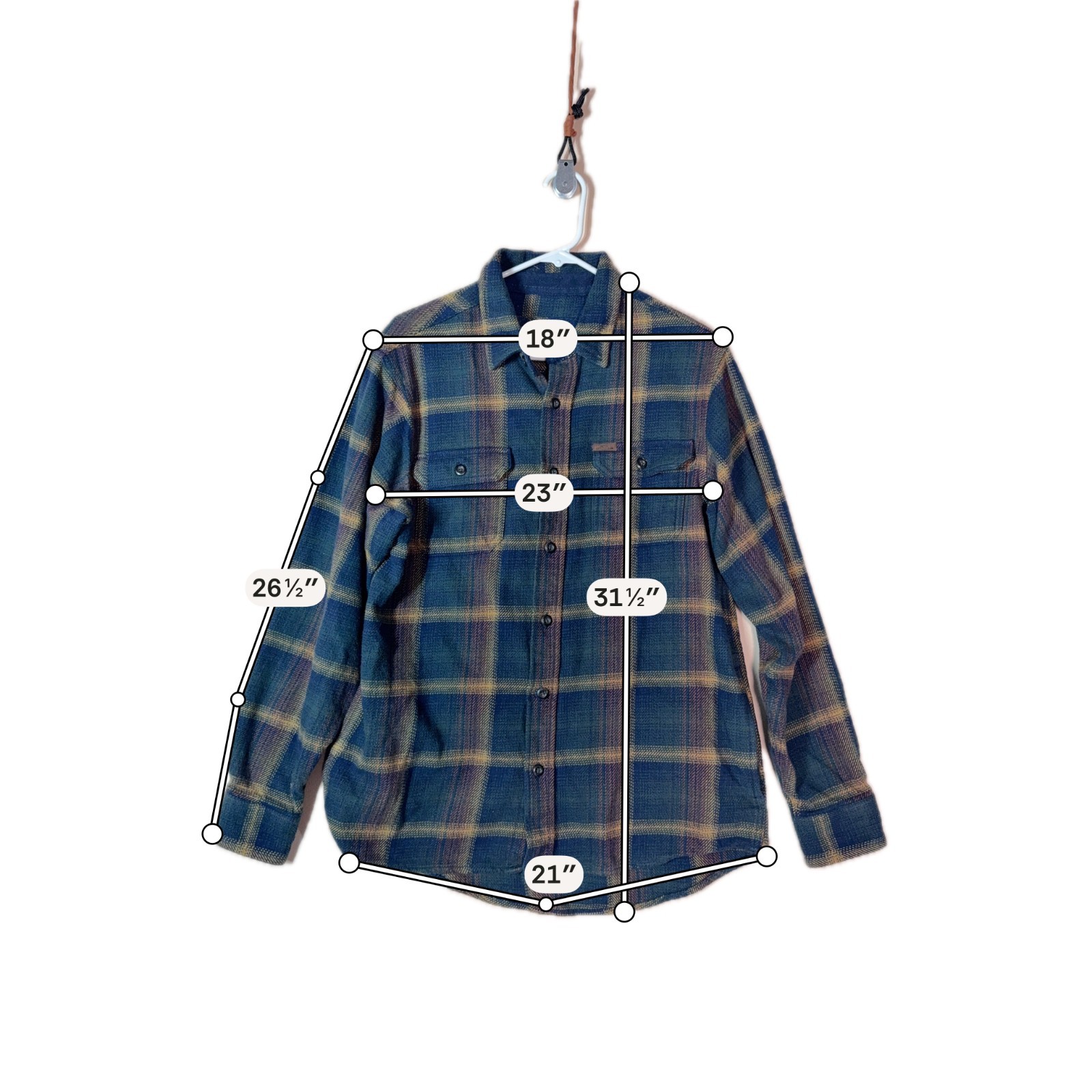 Faherty Super Soft Button Down Work Shirt Blue Pl… - image 3