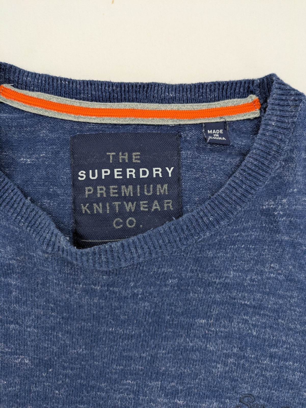 Superdry Herren Premium Strick Pullover XL Blau Baumwolle Kaschmir Pulli image 5