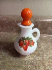 VTG Avon Miniature Strawberry Milk Glass Bud Vase empty dry cork
