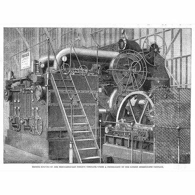 Marine Engines of the Mediterranean Forging Company - Antique Print 1862
