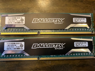 Crucial Ballistix Sport 8 GB (2x4) DIMM 1333 MHz PC3-10600 DDR3 SDRAM - Works!