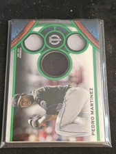 2021 Tribute Baseball Triple Relics Green #TRPM Pedro Martinez Jersey /99