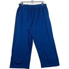 Woman Within Crop Pants Womens 18/20 L Blue Elastic Waist Knit Casual Comfort