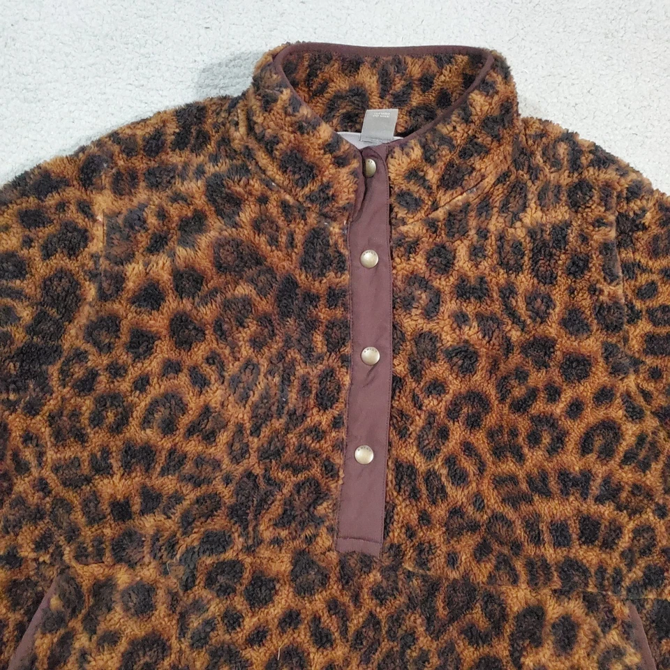 Ariat Sweatshirt Womens XL Brown Black Berber Snap Front Leopard Cheetah Pockets - Image 2 of 4