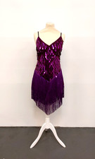 Latin Dance Dress Purple Sequin Fringe Strictly Ballroom Salsa Flapper Party XS