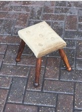 Antique Waxed Pine Milking Stool On Ball Feet Very Rare 