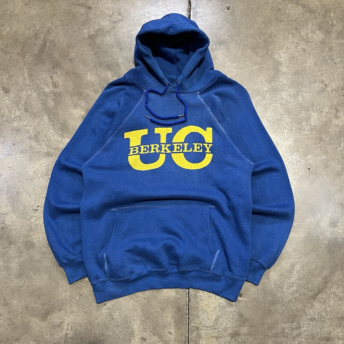 Vintage UC Berkeley Sweatshirt Small Blue Raglan Hoodie Logo 