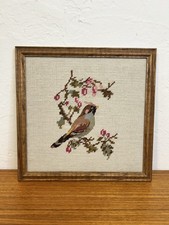 Vintage Framed Bird Cross Stitch Finished Nee...