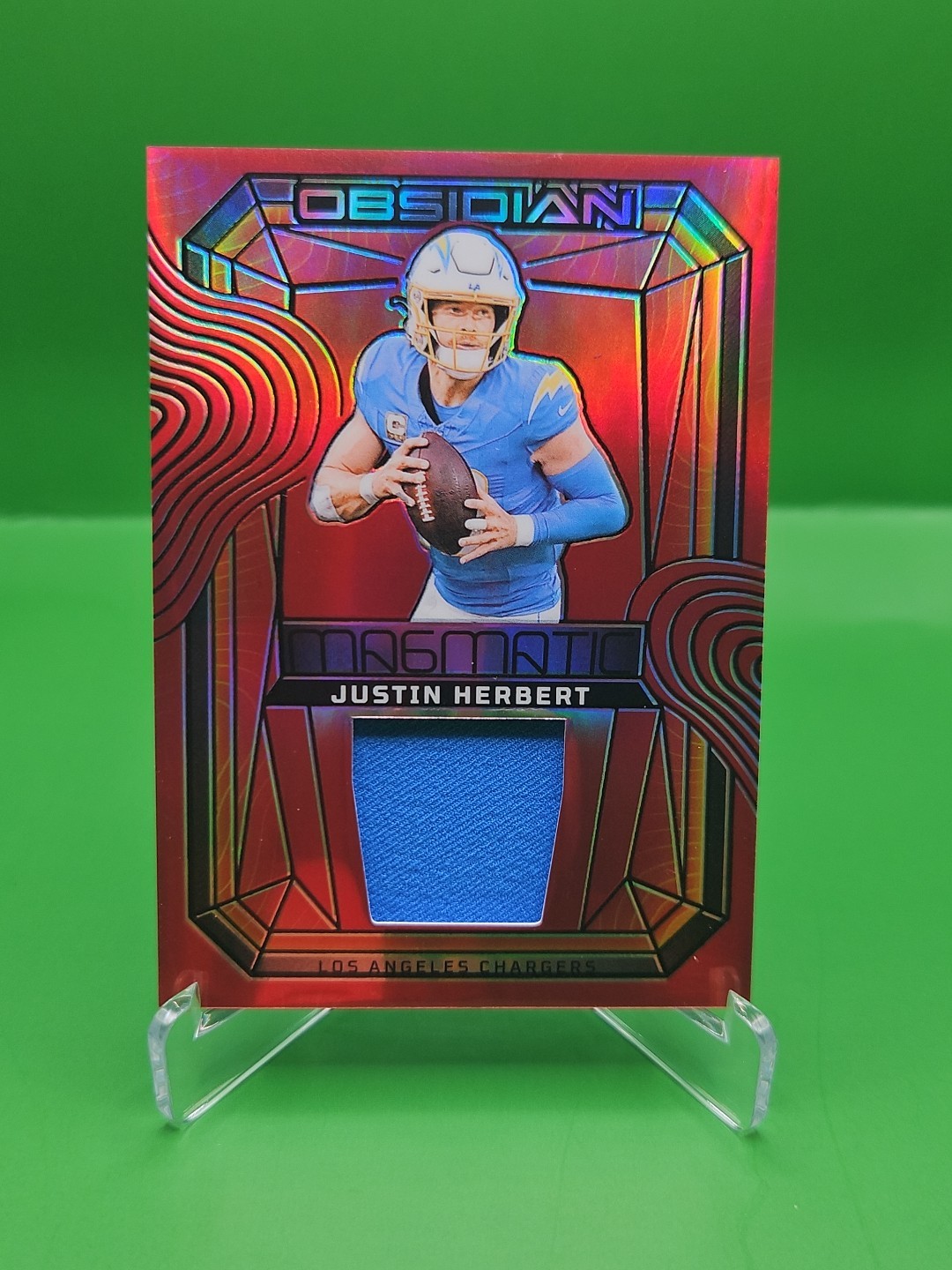 2024 Panini Obsidian - Magmatic Memorabilia Justin Herbert #MM-JHT Red /75 (MEM)
