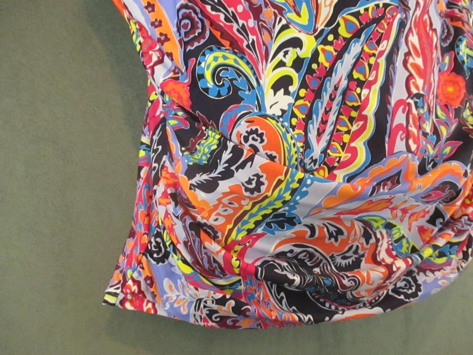 Anne Cole Tankini Swim Top Womens 18W Multi Paisley Ruched Padded Plus Size - Image 3 of 4