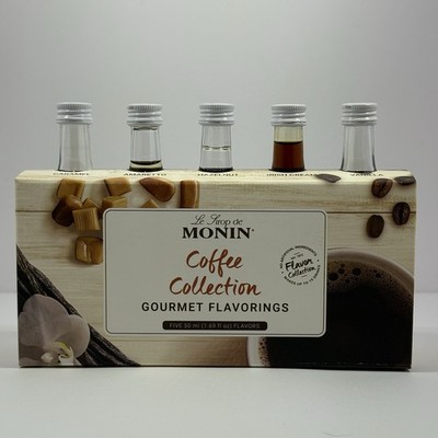 Monin Coffee Collection Gourmet Flavorings 5-Pack Mini Sampler 50ml NEW Sealed