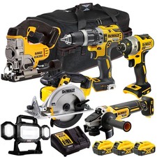 DeWalt 18V XR 6 Piece Combo Tool Kit 3 x 5.0Ah Battery Charger & Bag T4TKIT-650