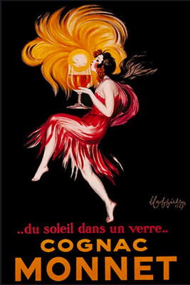 Cognac Monnet Art Deco French Liquor Poster Vintage Print 24x36