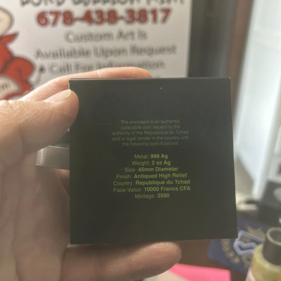 Chad "Black Mamba" 2023 ~ 2 oz plata .9999 en alto relieve, 2500 acuñado Foto 2 de 4