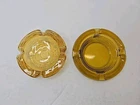 Vintage Round Amber Glass Ripple Ashtray 4.5" MCM Anchor Hocking - Lot of 2