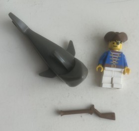 LEGO 6257 Pirates Castaway's Raft NEAR COMPLETE + Figure + Shark LOOK!