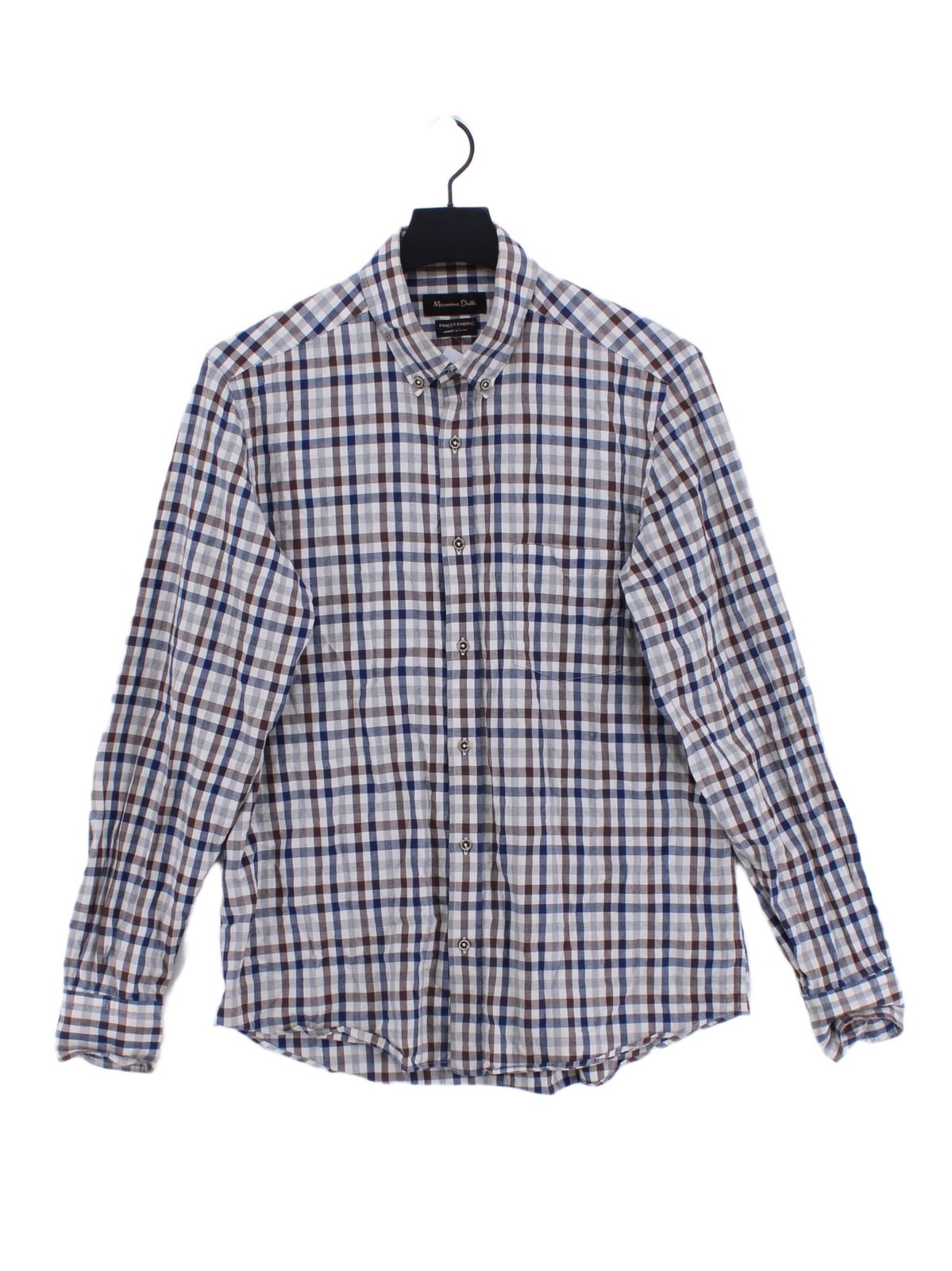 Camicia uomo Massimo Dutti M bianca a quadri 100% altra basic