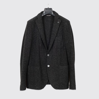 Manuel Ritz Sport Coat Size EU54 Dark Gray Wool Fleece Blend Stretch Unlined