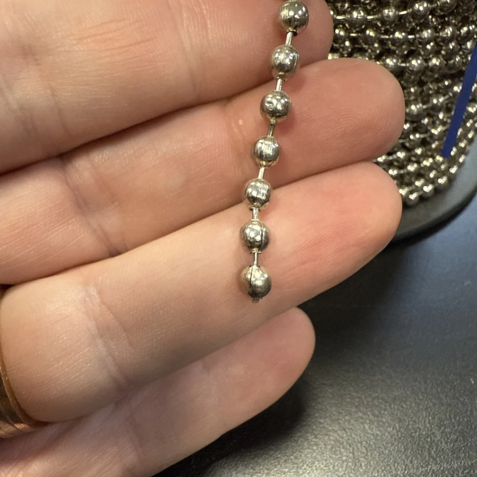 #10 Beaded ball chain (4.5mm) USA made Nickel Plated Steel 500 foot spool - Image 3 of 4